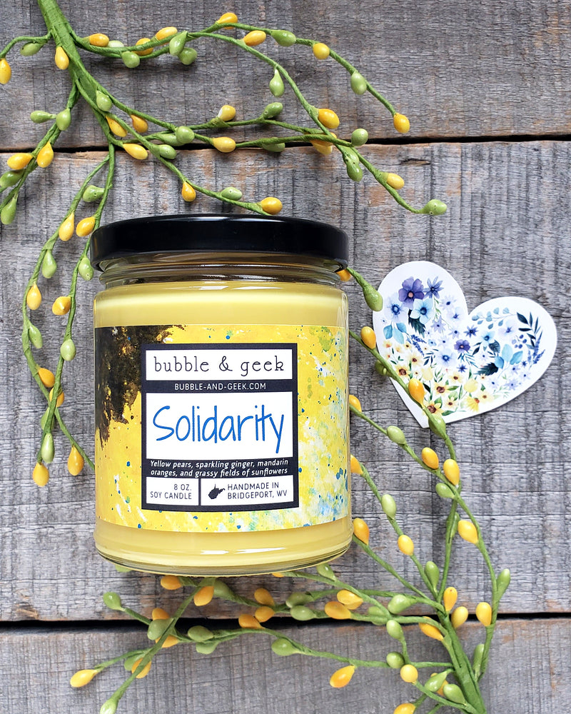 Solidarity Scented Soy Candle and Sticker Set